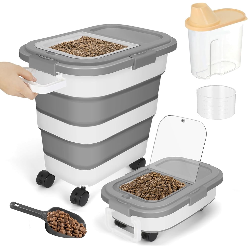 Airtight Food Storage Container with Scoop, Gray, 15-Pound product photo