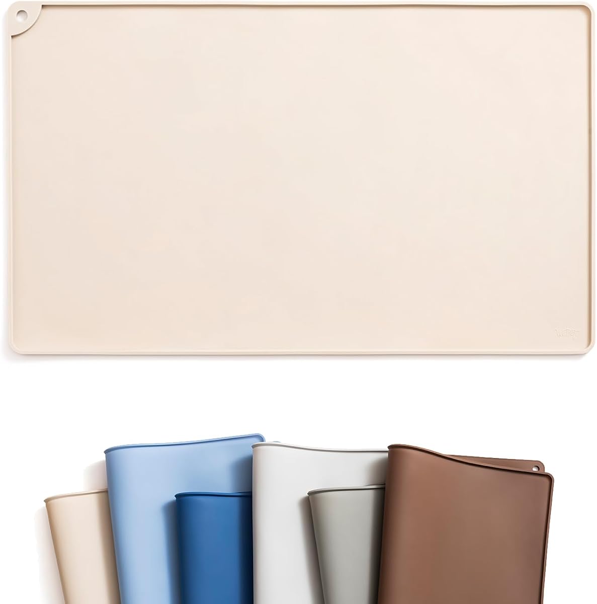 Boot-Tray Style Under-Bowl Spill Mat, Sand Beige product photo