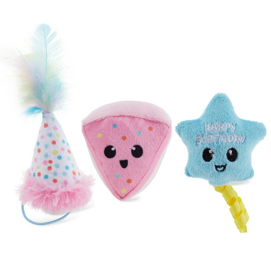 Crinkle Plush Cat Toy Set with Feathers, Assorted product photo