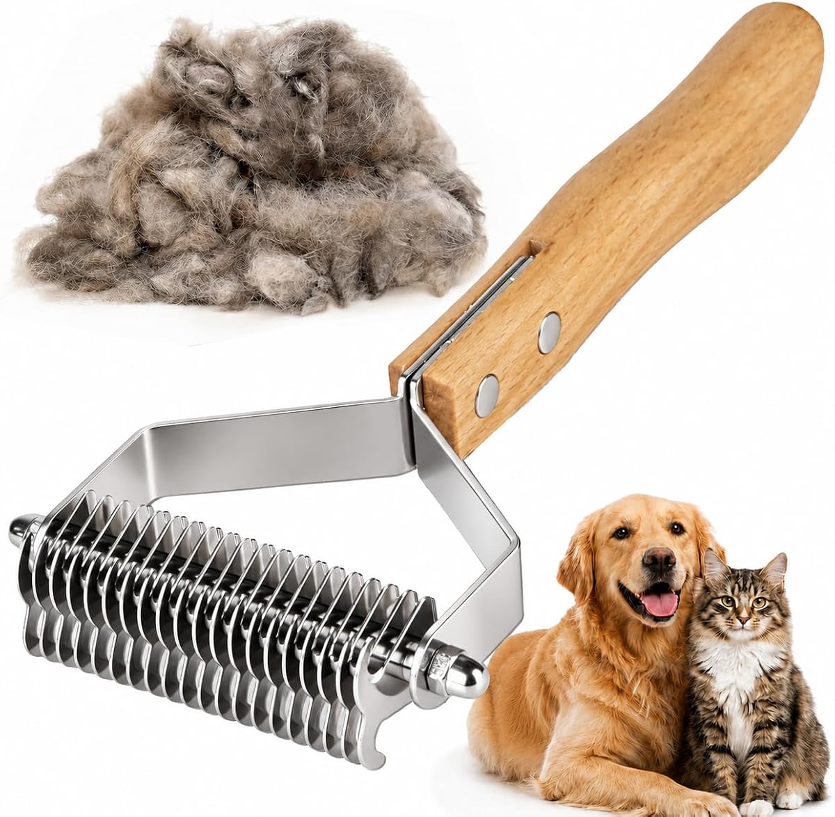 Deshedding Undercoat Rake for Long-Haired Dogs, Gray product photo
