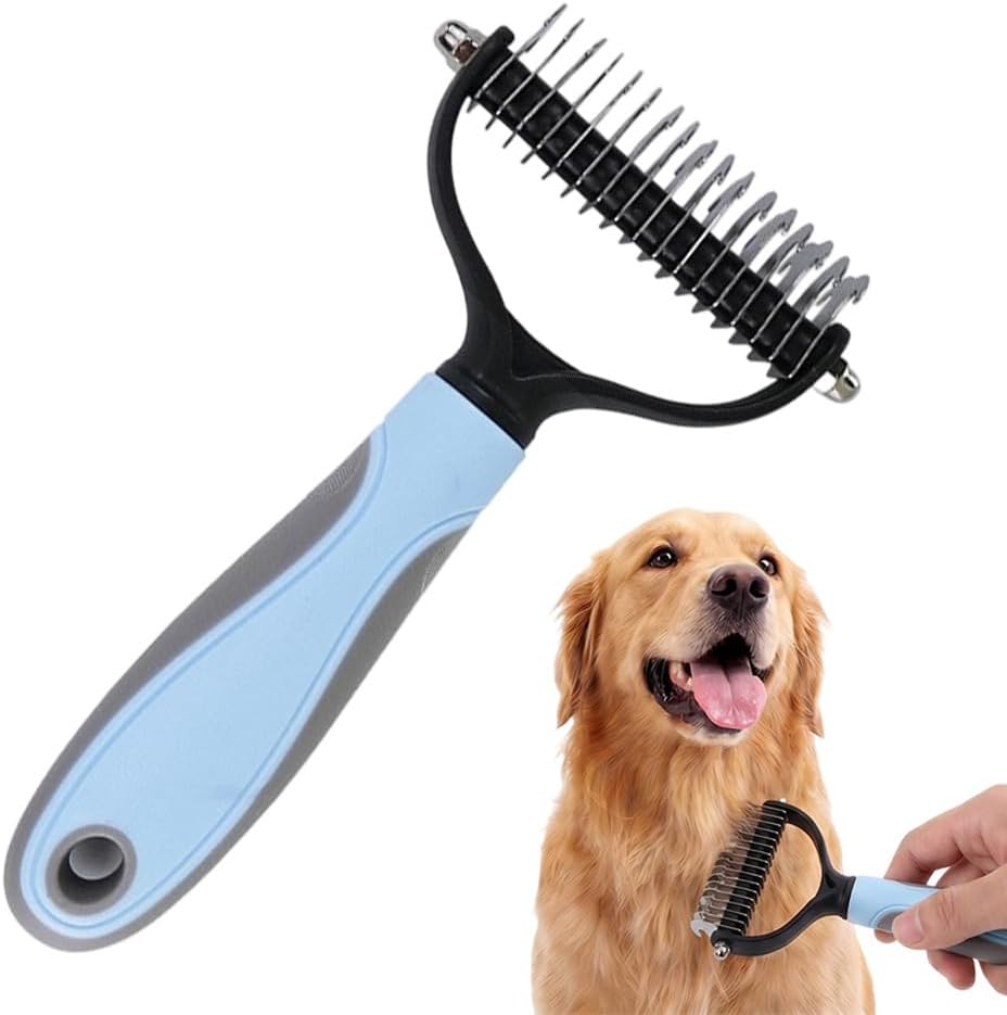 Double-Row Grooming Comb Stainless Steel, Silver product photo