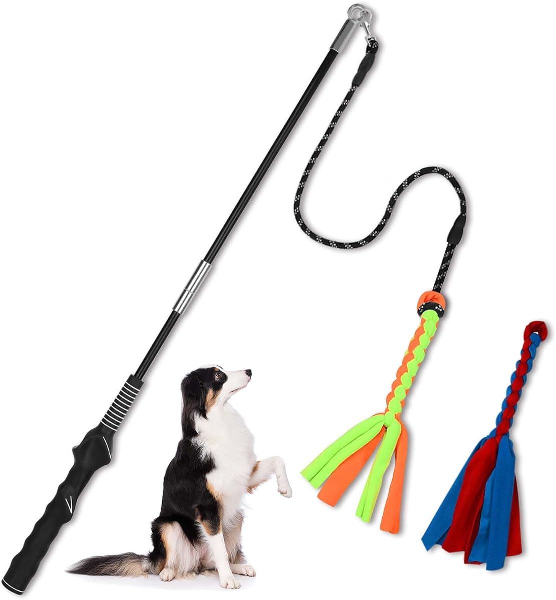 Flirt Pole Wand Chase Toy for Dogs, Green product photo