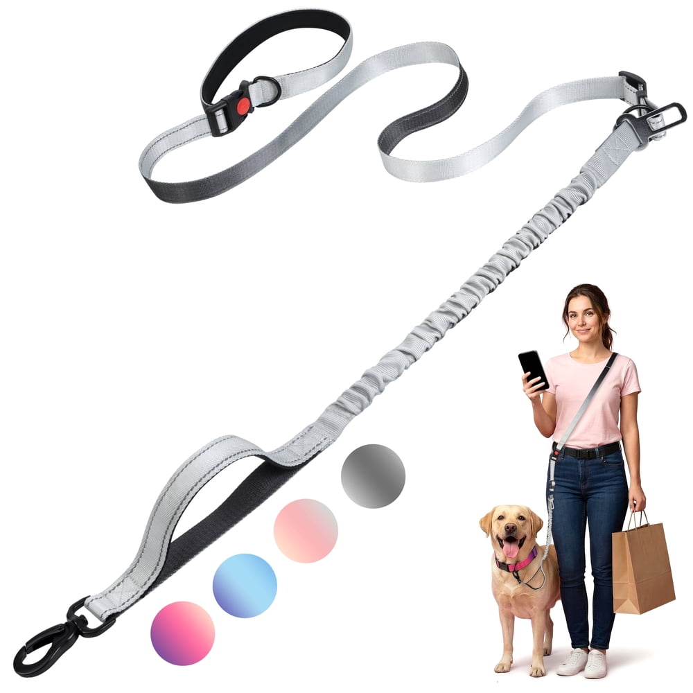 Hands-Free Waist Dog Leash with Adjustable Belt, Black product photo