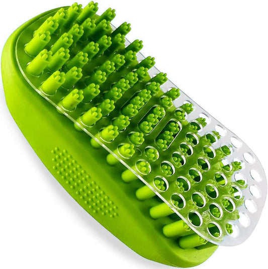 Rubber Curry Grooming Mitt for Dogs, Olive product photo