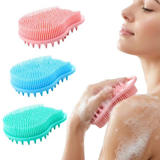 Silicone Bath Brush and Massage Scrubber, Aqua product photo