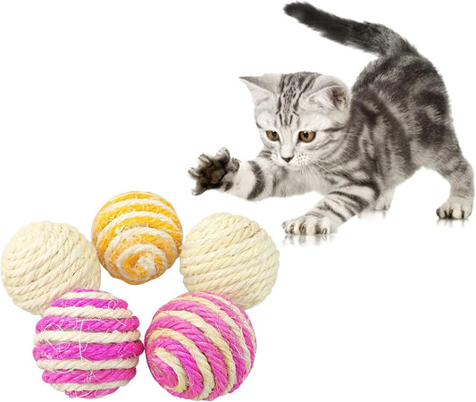 Sisal-Wrapped Rattle Ball Cat Toys 4-Pack, Assorted product photo