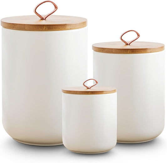 Stackable Food Storage Canister Set 3-Piece, Cream product photo