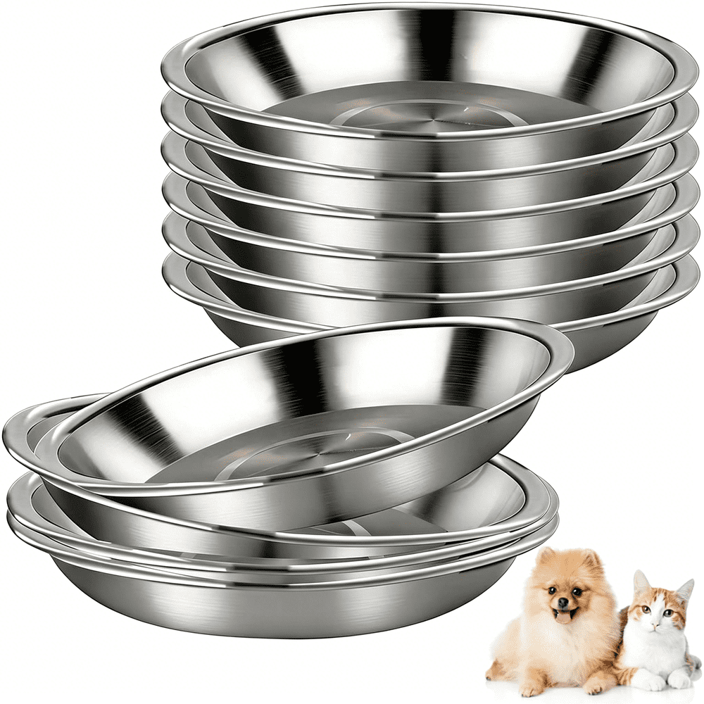 Stainless Steel Cat Bowl Shallow Wide 12oz, Brushed Silver product photo