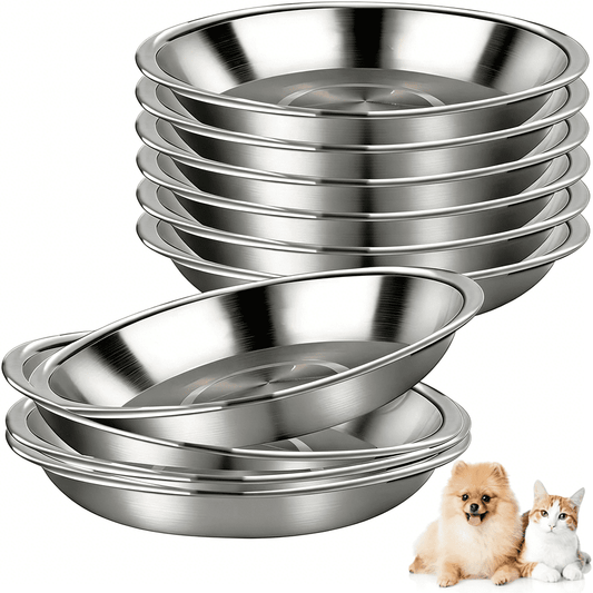 Stainless Steel Cat Bowl Shallow Wide 12oz, Brushed Silver product photo