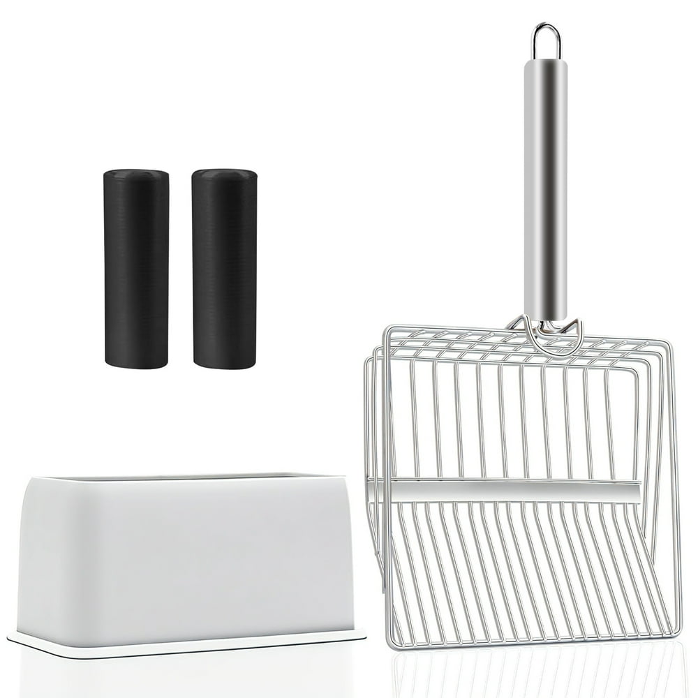 Stainless Steel Litter Scoop with Stand, Silver product photo