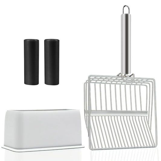 Stainless Steel Litter Scoop with Stand, Silver product photo