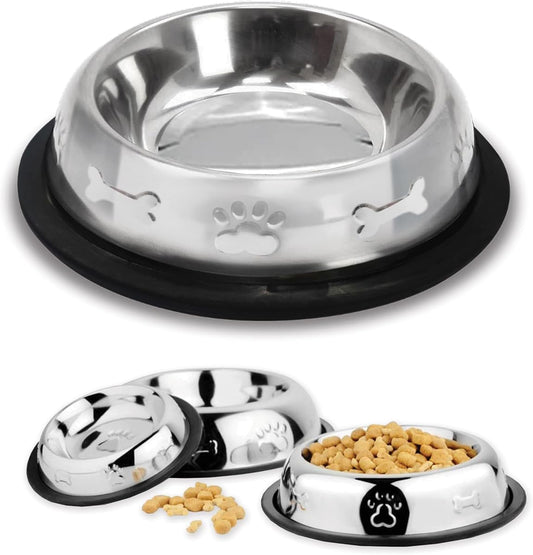 Stainless Steel Non-Slip Dog Bowl 32oz, Brushed Silver product photo