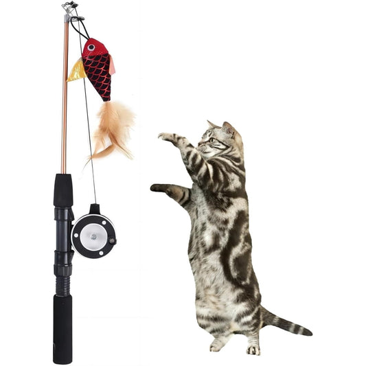 Wand Teaser Cat Toy with Replaceable Attachments, Purple product photo