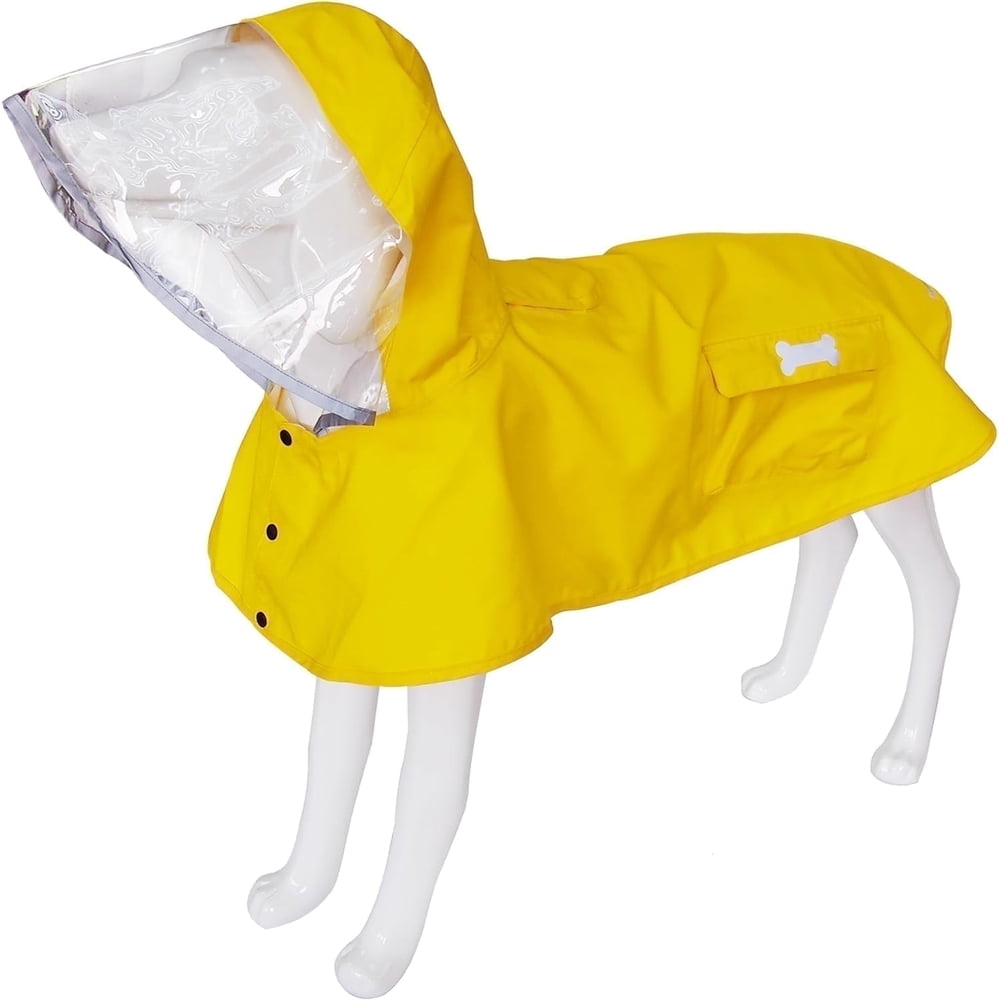 Water-Resistant Reflective Dog Rain Coat, Yellow, Large product photo